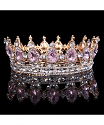 Headbands Elegant Crystal Bridal Princess Crown Classic Gold Queen Tiaras-gold purple - gold purple - C818WU2Z574 $39.43