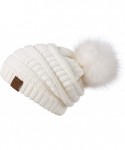 Skullies & Beanies Womens Fleece Lined Slouchy Beanie Chunky Baggy Hat Fur Pompom Winter Soft Warm Cap - White - C718LAUMXYX ...