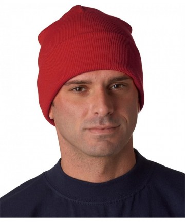Skullies & Beanies Heavy Weight Cuffed Knit Cap - Red - C018CKMZRAR $11.63