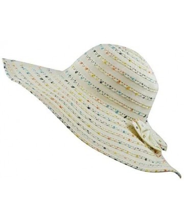 Sun Hats Crushable Multi-Colors with Ribbon Wide Floppy Brim Sun Hat - Beige - CP12HTVXHUJ $24.44