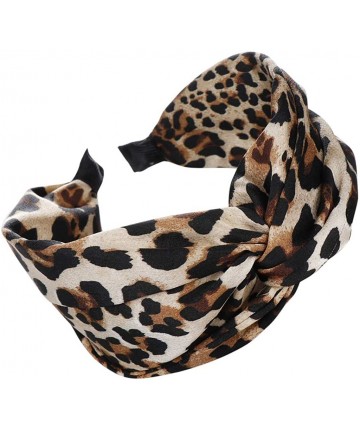 Headbands Leopard Printed Twist Knot Hairband Women Hair Head Hoop Girls Hair Headband - Khaki - CB18U64ONMC $12.25