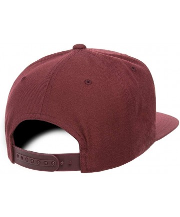 Baseball Caps Yupoong Premium Classic Snapback Hat - Flat Brim- Adjustable Ballcap w/Hat Liner - Maroon - CV18GYAL392 $21.46