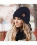 Skullies & Beanies Beanies Hats Women Faux Fuzzy Fur Pom Poms Warm Cable Knit Hat for Winter Thick Crochet Skully Cap - Black...