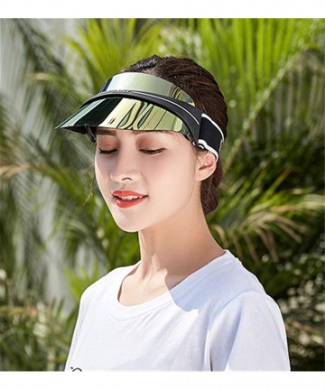 Sun Hats Plastic Sun Visor UV Hat Protection Cap Hologram Wide Brim Outdoor Sports Headband Cap - Yellow - CO18U0EIQKI $17.65