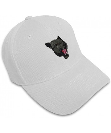 Baseball Caps Custom Baseball Cap Panther Head Embroidery Acrylic Dad Hats for Men & Women - White - CS18SG3NRYM $15.40