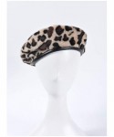 Berets Fashion Lady Leopard Print Beret Hat Wool Warm Plain Beanie Hat Cap - Beige-thick - CO192UWGGI8 $21.27