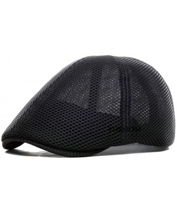Newsboy Caps Men Breathable Mesh Summer Hat Newsboy Beret Ivy Cap Cabbie Flat Cap - Style2- Black - CR18H02CQEW $12.42