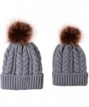 Skullies & Beanies Women Baby Kid Warm Winter Knit Wool Beanie Fur Pom Bobble Hat Crochet Cap - Grey - CM19249EI0R $17.65