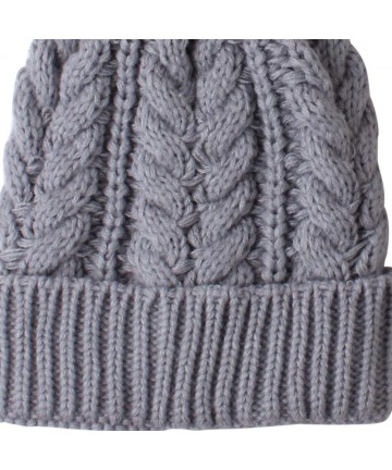 Skullies & Beanies Women Baby Kid Warm Winter Knit Wool Beanie Fur Pom Bobble Hat Crochet Cap - Grey - CM19249EI0R $17.65