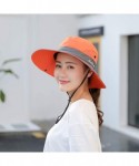 Sun Hats Women's Summer Mesh Wide Brim Sun UV Protection Hat with Ponytail Hole - Orange - CZ18W37SL8N $17.45