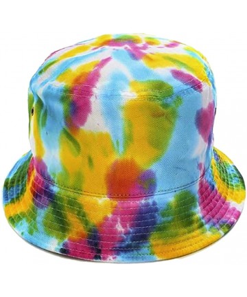 Bucket Hats Short Brim Visor Cotton Bucket Sun Hat - Pink Tye Dye - CX194AUHDE0 $16.74
