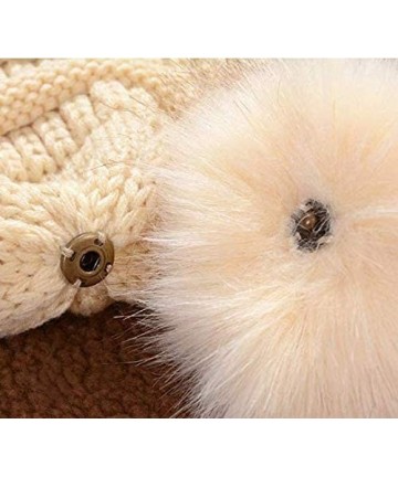 Skullies & Beanies Slouchy Winter Knit Beanie Cap Chunky Faux Fur Pom Pom Hat Bobble Ski Cap - Orange - CN18RNH9RZR $16.16