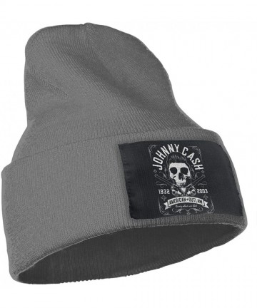 Skullies & Beanies Mens & Womens Johnny Cash Skull Beanie Hats Winter Knitted Caps Soft Warm Ski Hat Black - Deep Heather - C...