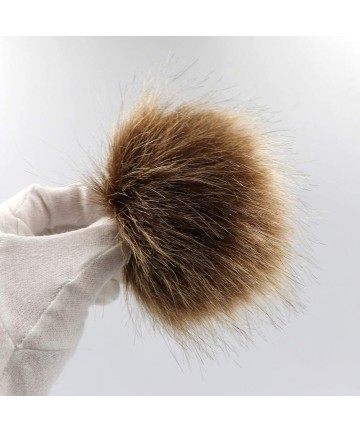 Skullies & Beanies Winter Women Faux Fur Pompom Cuff Beanies Hats Knit Slouchy Ski Skull Camo Baggy Caps Girls Warm Hat - 06-...