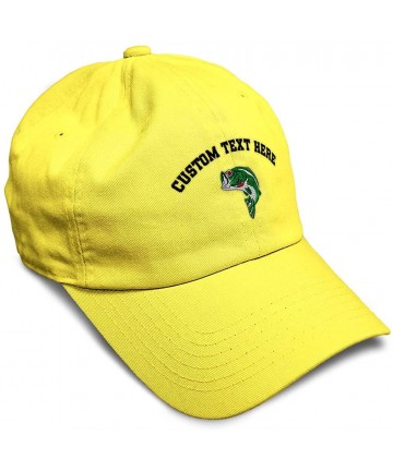 Baseball Caps Custom Soft Baseball Cap Fish Sea Bass Embroidery Dad Hats for Men & Women - Yellow - CB18SLUXR8Z $27.47