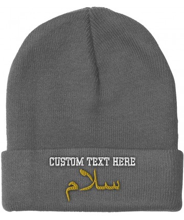 Skullies & Beanies Custom Beanie for Men & Women Peace Salam Arabic A Embroidery Skull Cap Hat - Light Grey - CE18ZWOWSYN $24.83