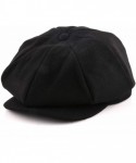 Newsboy Caps Men's Classic Herringbone Tweed Wool Blend Newsboy Ivy Hat - 01-black - CR194K783NH $25.43