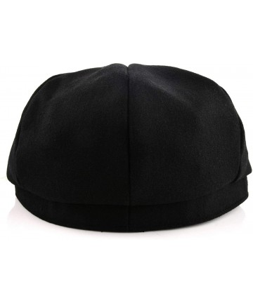 Newsboy Caps Men's Classic Herringbone Tweed Wool Blend Newsboy Ivy Hat - 01-black - CR194K783NH $25.43