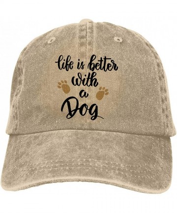 Baseball Caps Life is Better with A Dog Vintage Baseball Cap - Adjustable Fashion Hip Hop Jeans Hat for Men Women - Natural -...