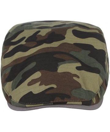 Newsboy Caps Men Camouflage Newsboy Hat Beret Ivy Cap Flat Gatsby Cap Lightweight Driving Hats - Green Army - CA18QG0TLO5 $12.33