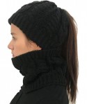 Skullies & Beanies Womens Girls Winter Warm Knitted Ponytail Beanies Skull Cap & Neck Scarf Sets - Black - C618IE3EOIO $16.18