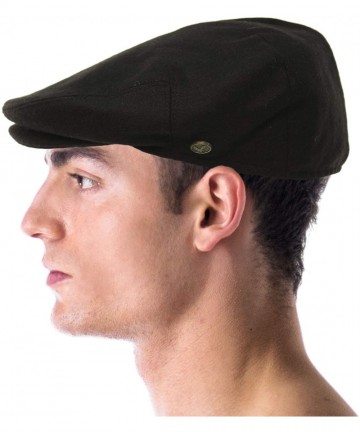 Newsboy Caps Men's Winter 100% Soft Wool Solid Flat Ivy Driver Golf Cabby Cap Hat - Black - C31867KY0K7 $21.92