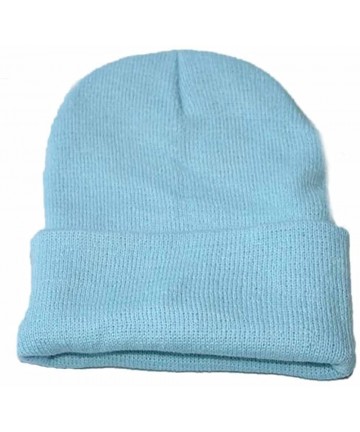 Skullies & Beanies Unisex Slouchy Knitting Beanie Hip Hop Cap Warm Winter Ski Hat - Light Blue - CV18ATY2IYT $13.10