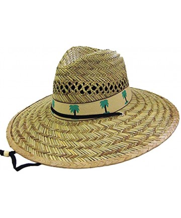 Sun Hats Men's Straw Outback Lifeguard Beach Surf Sun Hat with Wide Brim - C118EKCT0ZY $33.31