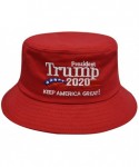 Baseball Caps Trump 2020 Hat & Flag Keep America Great Campaign Embroidered/Printed Signature USA Baseball Cap - Bucket Red -...