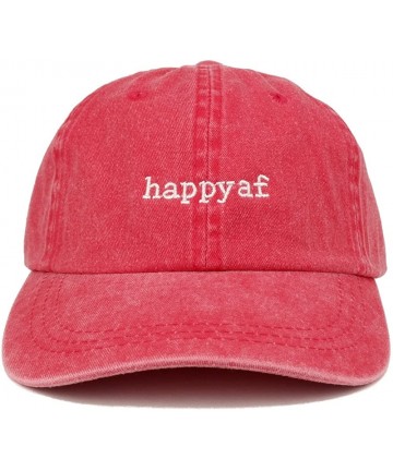 Baseball Caps Happyaf Embroidered Pigment Dyed Washed Cotton Cap - Red - CR12KIK6PVV $24.68