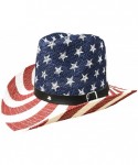 Cowboy Hats Western Style Shapeable Cowboy Hat - Usa- American Flag- Patriotic- America - CX12I6RISP9 $15.75