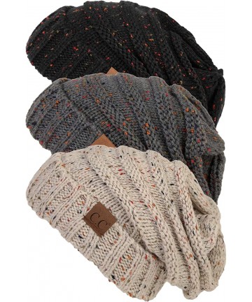 Skullies & Beanies Trendy Warm Oversized Chunky Cable Knit Slouchy Beanie Bundles - CP18ZO9N5OK $45.55