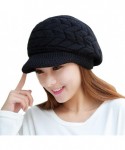 Skullies & Beanies Womens Winter Warm Knitted Hats Slouchy Wool Beanie Hat Cold Weather Cap With Visor - Black - CQ188N6859M ...