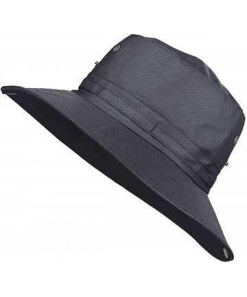 Bucket Hats Solid Color Bucket Hat- Sun Protection Outdoor Fishing Garden Boonie Cap - Black - CZ18OX9643Q $15.28