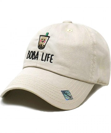 Baseball Caps Boba Life Baseball Cap Embroidered Dad Hat Quality Headgear - Putty - CY18TAHA5M0 $16.51