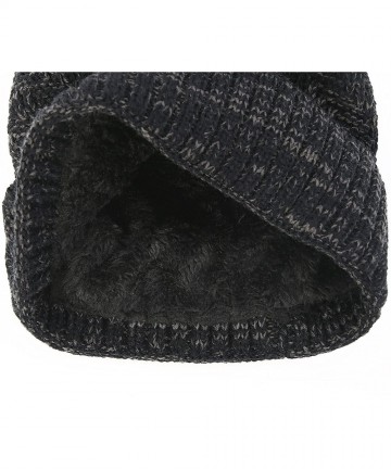Skullies & Beanies Winter Fluff Lined Beanie Hat Knit Skull Cap - B Black - C4188AXLOIN $18.52