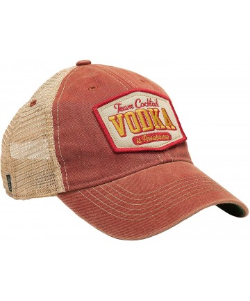 Baseball Caps Vodka is Awesome Mesh Trucker Hat - Cardinal Hat (Red w/Gold) - CL11MW1TVLB $39.06