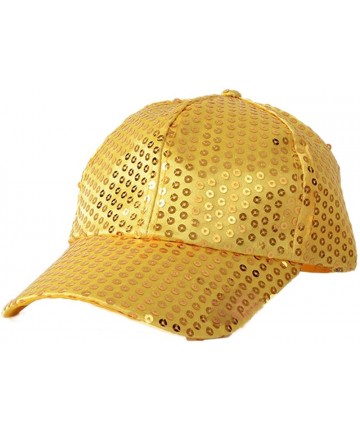 Baseball Caps Women Men Shining Sequin Baseball Hat Sequined Glitter Dance Party Cap Clubwear - Gold - CL183GC7095 $12.53