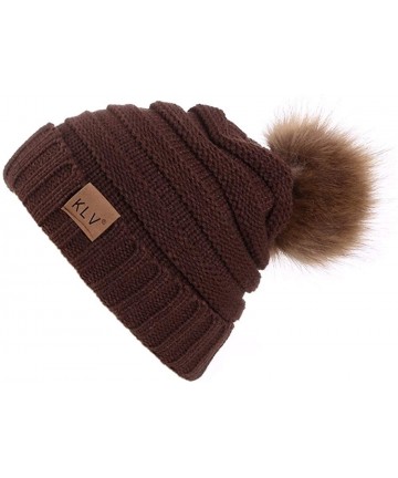 Skullies & Beanies Wool Hats for Women Winter Womens Slouchy Beanie Hat Knit Warm Snow Ski Skull Cap - Coffee - CT18L9S9WW3 $...