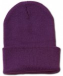 Skullies & Beanies 12 Inch Long Cuffed Knit Beanie Cap (One Size- Purple) - CI110DKZEBJ $13.35