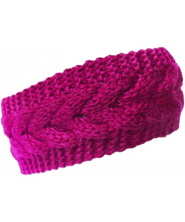 Cold Weather Headbands Plain Braided Winter Knit Headband - Magenta - C6188T73QH3 $12.92