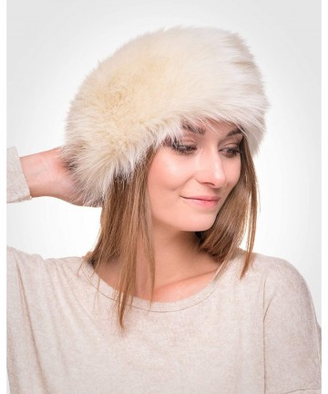 Cold Weather Headbands Winter Faux Fur Headband for Women - Like Real Fur - Fancy Ear Warmer - Ecru Rabbit - CY11G4YC4W5 $30.71