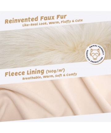 Cold Weather Headbands Winter Faux Fur Headband for Women - Like Real Fur - Fancy Ear Warmer - Ecru Rabbit - CY11G4YC4W5 $30.71