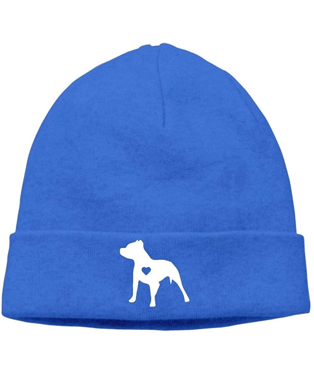 Skullies & Beanies Casual Knitting Hat for Unisex- Love Pitbull Ski Cap - Royalblue - CI18K64KT5A $19.48