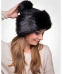 Skullies & Beanies Faux Fur Russian Hat for Women - Warm & Fun Fur Cuff Hat with Pom Pom - Black Fox - CZ11ON85NIV $33.99