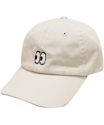 Baseball Caps Eyes Small Embroidery Cotton Baseball Cap - Putty - C512HVFX8ON $17.39
