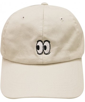 Baseball Caps Eyes Small Embroidery Cotton Baseball Cap - Putty - C512HVFX8ON $17.39