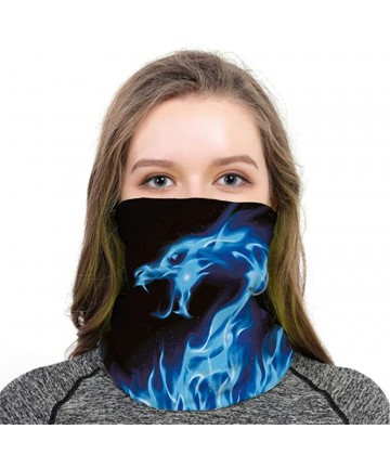 Balaclavas Cool Wolf Lion Print Bandana Balaclava Face Mask Neck Gaiter Scarf Headband for Men Women - Blue Dragon - CE197XLQ...