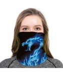 Balaclavas Cool Wolf Lion Print Bandana Balaclava Face Mask Neck Gaiter Scarf Headband for Men Women - Blue Dragon - CE197XLQ...
