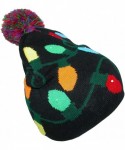 Skullies & Beanies Lotsa Lites LED Flashing Holiday Knitted Hat Light up Blinking Beanie - Black - CK184ZEGWMZ $13.54